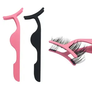 Fake Eye Lash Applicator Eyelash Extension Curler Nipper Auxiliary Clip Clamp Makeup Forceps Tools False Pink Eyelash Tweezers