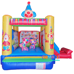 Pequeños castillos hinchables inflables con tobogán para niños Jumping Bouncer House Combo con payasos - Product Image 2