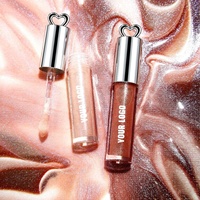 Gloss à lèvres scintillant personnalisé avec votre logo, super brillant, effet diamant holographique, tube cœur, à l'huile de coco
