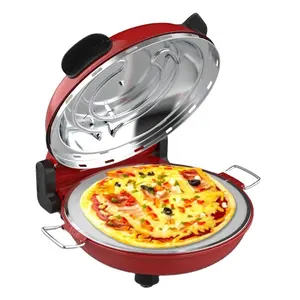 Oven Pizza Listrik Stainless Steel, Pembuat Pizza Komersial Lapisan Ganda, Oven Pizza Listrik