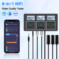 Compteur de qualité de l'eau 8 en 1 en ligne PH/TEMP/EC/PPM/ORP/SALT/S.G/CF avec Wifi pour les tests d'aquarium, de piscine et de laboratoire