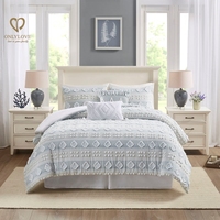 Ensemble de couette florale Jacquard Sac de couverture en microfibre clipsée Style uni Technique tissée Caractéristique de refroidissement Ensemble de draps de lit solides