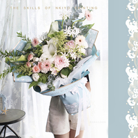 Revêtement en PVC imprimé de fleurs pour cadeaux Papier d'emballage imperméable à motif corail avec des couleurs vives lisses rafraîchissantes personnalisées