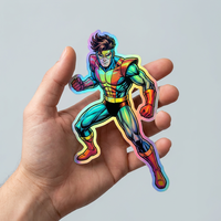 Autocollants en vinyle holographique découpés sur mesure, imperméables, effet laser arc-en-ciel, support argenté, pour ordinateur portable, skateboard, cadre photo, personnalisation de marque