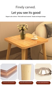 Table d'appoint carrée en bois, style moderne du milieu du siècle, pieds en bois massif, <span class=keywords><strong>petite</strong></span> table basse pour salon, chambre, balcon, bureau - Product Image 6
