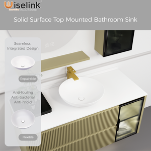 Lavabo de piedra artificial con forma personalizada, lavabo de encimera de superficie sólida, lavabo de baño Acrílico - Product Image 3