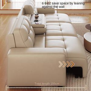 Ensemble de canapé-<span class=keywords><strong>lit</strong></span> électrique rétractable en cuir de luxe moderne <span class=keywords><strong>plateau</strong></span> pliable multifonctionnel pour le salon avec télécommande - Product Image 3