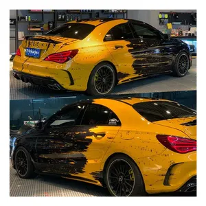 Wholesale customized car black yellow gradient chameleon PVC car vinyl wrap for BMW
