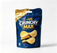 Sachets personnalisés thermoscellables découpés à l'emporte-pièce pour snacks et chips, en PE de qualité alimentaire, refermables avec fermeture éclair, en aluminium Mylar