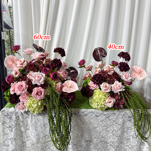 Luxurious Burgundy Pink Rose & Anthurium Flower Cluster for Event Table <b>Decor</b> - Product Image 3