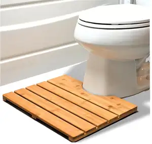 대나무 화장실 매트 곡선 목욕 매트 변기베이스 용 U 자형 나무 깔개-장식, 욕실 필수