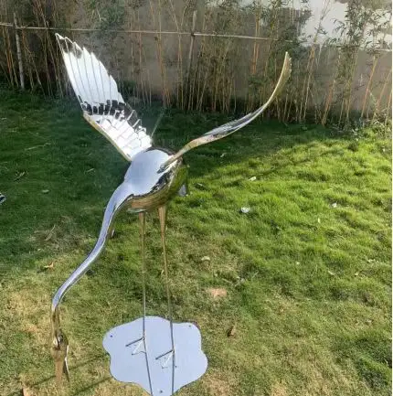 2024 büyük Modern soyut sanatlar Flamingo heykeli paslanmaz çelik hayvan heykel