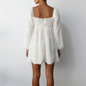 Vestido Mini <span class=keywords><strong>de</strong></span> Piel Sintética Personalizado <span class=keywords><strong>para</strong></span> Mujer, Cuello Cuadrado, Manga Abullonada, Estilo Línea A, <span class=keywords><strong>para</strong></span> <span class=keywords><strong>Fiesta</strong></span>, Cita Nocturna, Invierno, Vacaciones, Estilo Elegante - Product Image 3