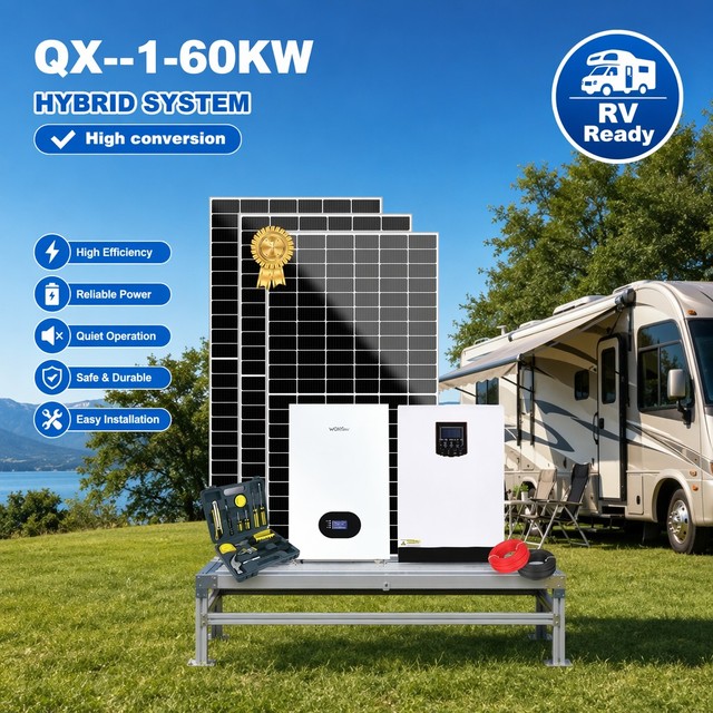 Worider Portable Off-Grid Solar Power System Kit for RV Camping Outdoor with IP54 Protection Mono Solar Panels