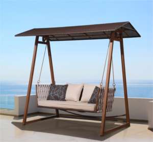 Muebles de Jardín Modernos, Columpio Doble Colgante de Aluminio Fundido para Exteriores, Columpios de Patio - Product Image 3