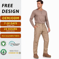 Pantalon cargo tactique kaki pour homme, taille élastique, coupe décontractée, multi-poches, pantalon utilitaire, marque personnalisée OEM ODM
