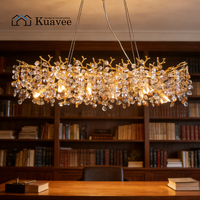 Lámpara de Araña Decorativa de Cristal de Lujo para Techo Interior de Apartamentos y Hoteles, Pequeña, con Ramas Decorativas