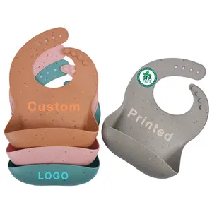 Wholesale Food Grade Baby Bibs Silicone Bpa Free Custom Printed Baby Bibs Suppliers Adjustable Bib Baby Feeding Set