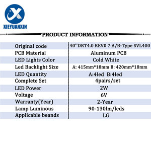 Striscia di retroilluminazione TV <span class=keywords><strong>LED</strong></span> per <span class=keywords><strong>LG</strong></span> 40LB muslim. 0 REV0 7 A-Type SVL400 muslim. 0 REV0 7 B-TYPE SVL400 retroilluminazione A <span class=keywords><strong>LED</strong></span> per TV - Product Image 2