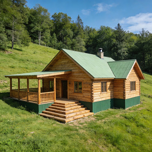 Maison en bois préfabriquée <span class=keywords><strong>de</strong></span> 85 m² en rondins massifs, 2 chambres, grand balcon enroulant, villa <span class=keywords><strong>de</strong></span> vacances en forêt, plan <span class=keywords><strong>de</strong></span> l'étage - Product Image 1