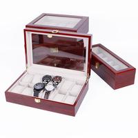 Boîte de Rangement en Bois Laqué pour Montres, 2 à 20 Fentes, Étui Présentoir Cadeau avec Logo Personnalisé, Intérieur en Velours et Fenêtre en Verre