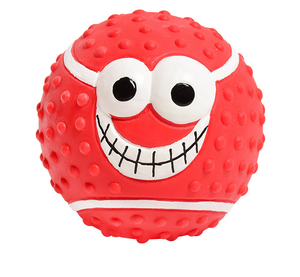 Giocattolo interattivo del cane del viso sorridente con il suono pungente giallo dei denti del lattice che digrignano la palla casuale stile 3D uso quotidiano della fornitura di animali domestici - Product Image 6