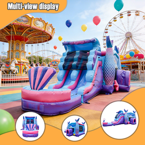 Castelli Gonfiabili da Esterno a Tema Sirena con Scivolo per Bambini - Product Image 2