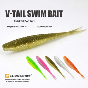 Leurre souple Luckyshot Japan Standard V-Tail flottant en silicone haute élasticité pour micro-jigging, truite, achigan et vers pour eaux douces - Product Image 1