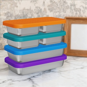 Nouvelle boîte alimentaire en acier inoxydable avec joint en silicone sans BPA, petite boîte bento pour enfants avec couvercle en silicone - Product Image 5