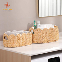 Panier de rangement ovale en jacinthe d'eau tressée à la main, avec poignée, pour la décoration de la maison et de la salle de bain, style bohème, écologique, idéal comme bac à cadeaux