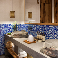 Mosaïque de verre mélangée pour murs de cuisine et salle de bain, carreaux de mosaïque de verre brillants verts multicolores pour piscine