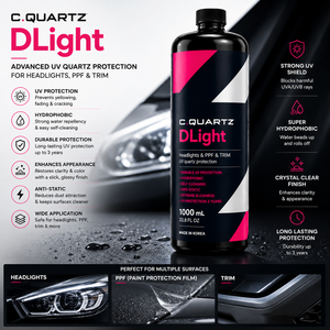 C.QUARTZ D Light 1000ml น้ำยาเคลือบเซรามิกป้องกันรังสียูวีสำหรับไฟหน้า PPF และขอบประตู ป้องกันน้ำเกาะ ป้องกันเหลือง ทนทานยาวนาน - Product Image 4