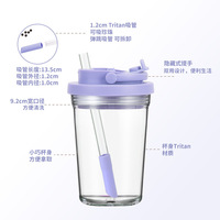 Tumbler Plastik Transparan 500ML Mewah 2025 dengan Gagang, Ramah Lingkungan, Dapat Digunakan Kembali, Termasuk Sedotan dan Sikat Pembersih, Logo Custom Dapat Diterapkan