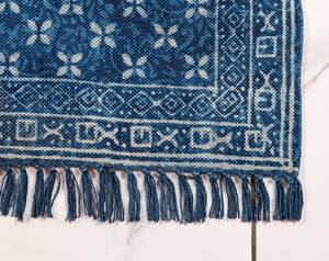 Tapis Kilim en coton bleu indigo tissé à la main, imprimé en bloc, tissage plat, style bohème, pour sol, 5x8 6x9 8x10 9x12 - Product Image 1