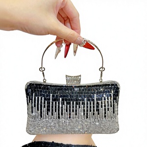 New Cross-border Polyester Rhinestone Evening <b>Clutch</b> Bag Ladies Celebrity Dress Shoulder Crossbody Handbag Tanjing - Product Image 1