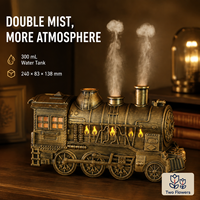 Humidificateur d'arômes en forme de train de 300 ml, double brume, télécommande, minuterie 2H et 8H, diffuseur de bureau vintage