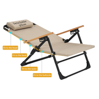 Vente en gros sur mesure Chaise longue de camping confortable et pliable pour l'extérieur en métal, réglable à 5 niveaux et résistante