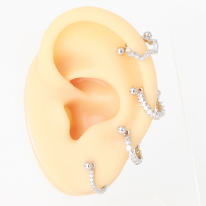 Venta al por mayor personalizado cartílago Piercing joyería segmentos con bisagras Barbell CZ pezón anillos plata esterlina 925 D forma aro pendiente - Product Image 4