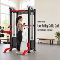 Mesin Pulley Kabel Multifungsi REYK Upgraded High Pull Low Row dengan Rak Beban untuk Latihan