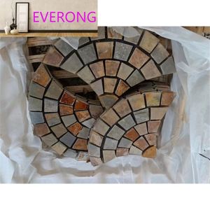 Mộc mạc <span class=keywords><strong>Slate</strong></span> Cube Fan Shape lưới-gắn Gạch Mosaic cho Patio đường dẫn cách - Product Image 3