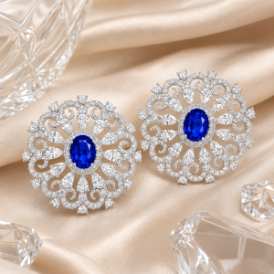 Boucles d'oreilles de fiançailles en argent 925 avec pierres précieuses cultivées et zircon de UM Jewelry, idéales pour un usage quotidien ou comme cadeaux d'anniversaire de mariage - Product Image 5
