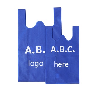 Venta al por mayor de compras en el supermercado, duradero, resistente, azul, no tejido, camiseta, bolsa de gran tamaño - Product Image 1