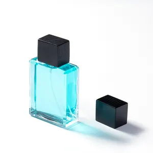 欧盟美容豪华香水瓶30毫升方形古龙水瓶，带黑色木盖50毫升自卷曲香水瓶