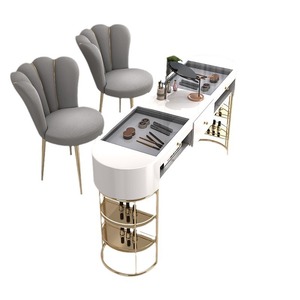 Modern Luxury Multifunctional Durable Nail Salon Furniture Sets Wholesale Metal Manicure Desk for Nail Bar and Mall Use - Product Image 2
