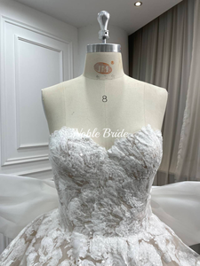 Abito <span class=keywords><strong>da</strong></span> <span class=keywords><strong>Sposa</strong></span> <span class=keywords><strong>Mini</strong></span> Senza Spalline Color Avorio con Pizzo Floreale 3D e Fiocco Staccabile sul Retro per Feste Nuziali ed Eventi di Fidanzamento - Product Image 3