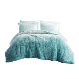DB Ombre Shaggy Long Fur <b>Comforter</b> Mini <b>Set</b> Simple Floral Printed Solid Woven King Queen for Home Wedding Hospital Hotel Silk - Product Image 5