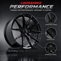 Nouvelle jante de voiture en alliage d'aluminium forgé monobloc à 10 branches, finition noire brillante, concave profond, logo personnalisé, 18-22 pouces