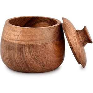 Pot de rangement artisanal en bois d'acacia avec couvercle 300 ml et moins pour le thé et l'utilisation sur le bureau - Product Image 5