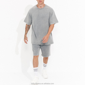 T-Shirt e Shorts <span class=keywords><strong>Beige</strong></span> Vintage oversize da <span class=keywords><strong>uomo</strong></span> in cotone Vintage leggero e leggero estivo personalizzato <span class=keywords><strong>tuta</strong></span> da ginnastica 2 pezzi - Product Image 2
