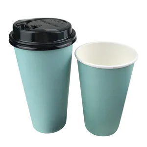 Zogiftかわいい厚い使い捨てコーヒーカップカバーピンク/ブルー紙コップパーティーの好意ミルクティー飲料パッケージカップ蓋付き